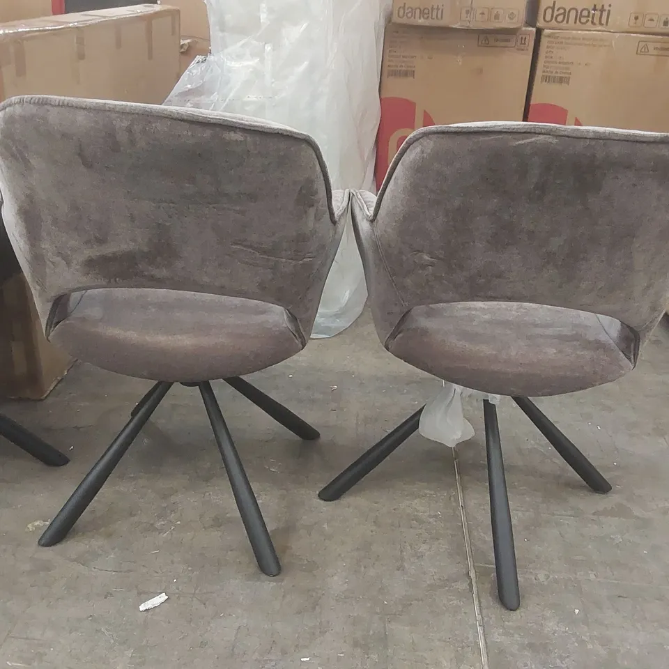 SET OF 4x DANETTI MARLOW MOCHA FABRIC SWIVEL DINING CHAIRS