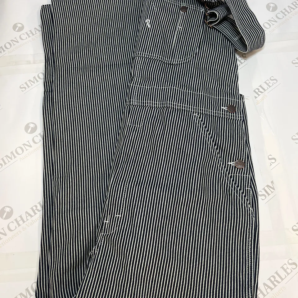 DICKIES STRIPED LOGO DUNGAREES IN BLACK/WHITE SIZE 32/32