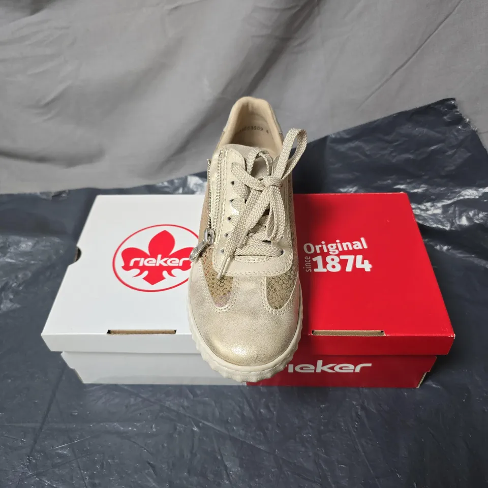 RIEKER WOMEN'S BEIGE TRAINERS WITH ZIP DETAIL – BOXED SIZE 39