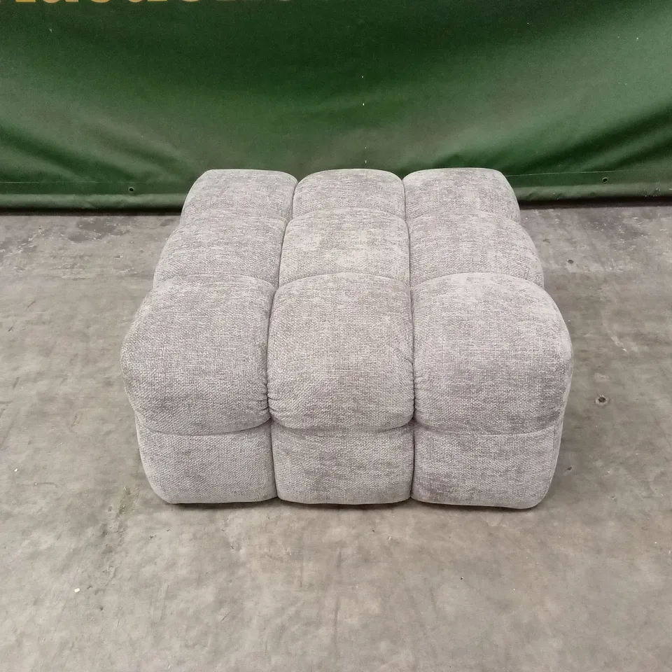 DESIGNER FABRIC UPHOLSTERED FOOTSTOOL - GREY