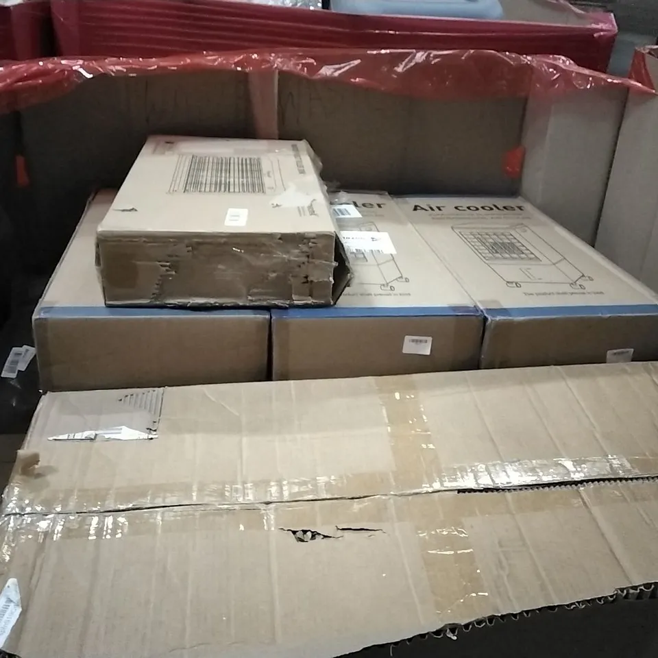 PALLET OF ASSORTED PRODUCTS AND HOUSEHOLD GOODS TO INCLUDE;SKATEBOARD WALL RACK,STAINLESS STEEL CAT LITTER TRAY,AIR COOLER