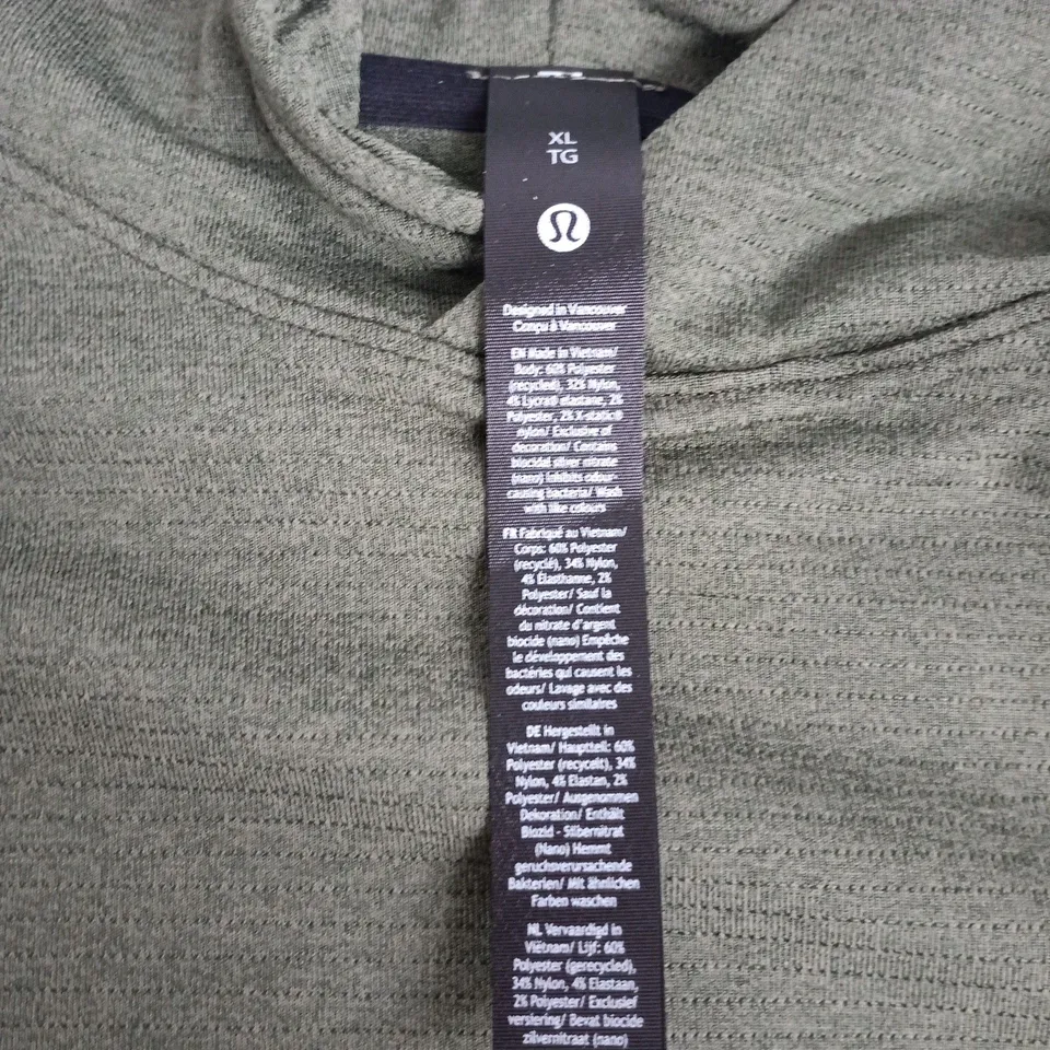 LULULEMON OLIVE GREEN HOODED ZIP-NECK TOP – UK XL 