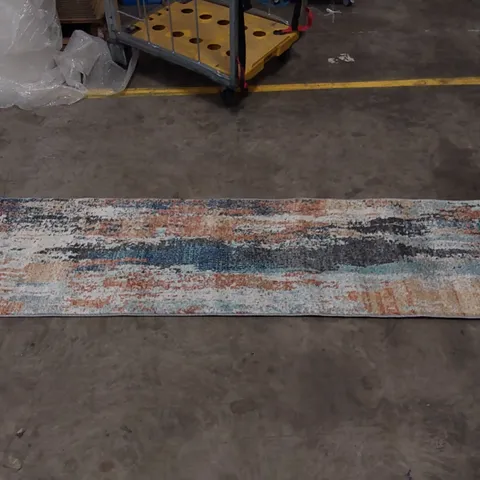 OLIVIERI POWER LOOM BLUE/ORANGE RUG // 60 X 240CM
