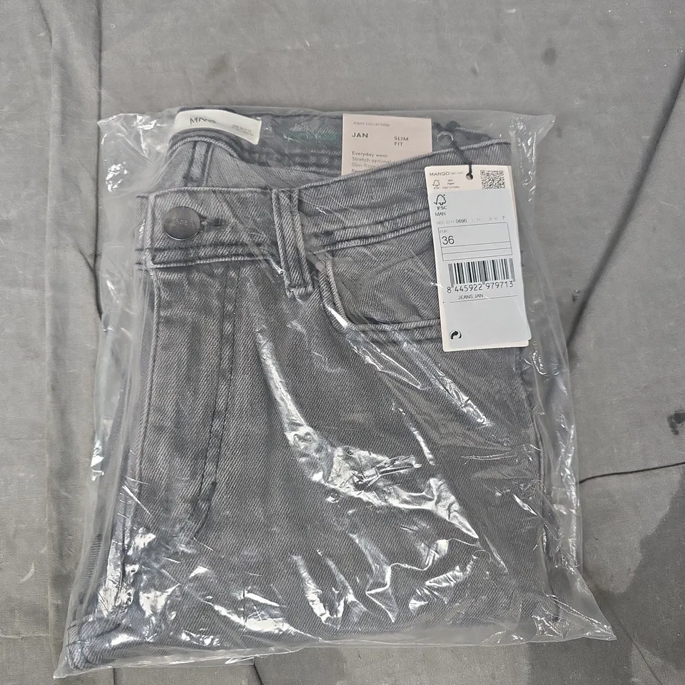 MANGO SLIM FIT JAN JEANS IN GREY SIZE 36