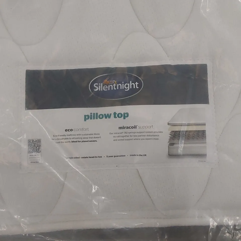 QUALITY BAGGED SILENTNIGHT MIRACOIL PILLOWTOP 3FT SINGLE MATTRESS 