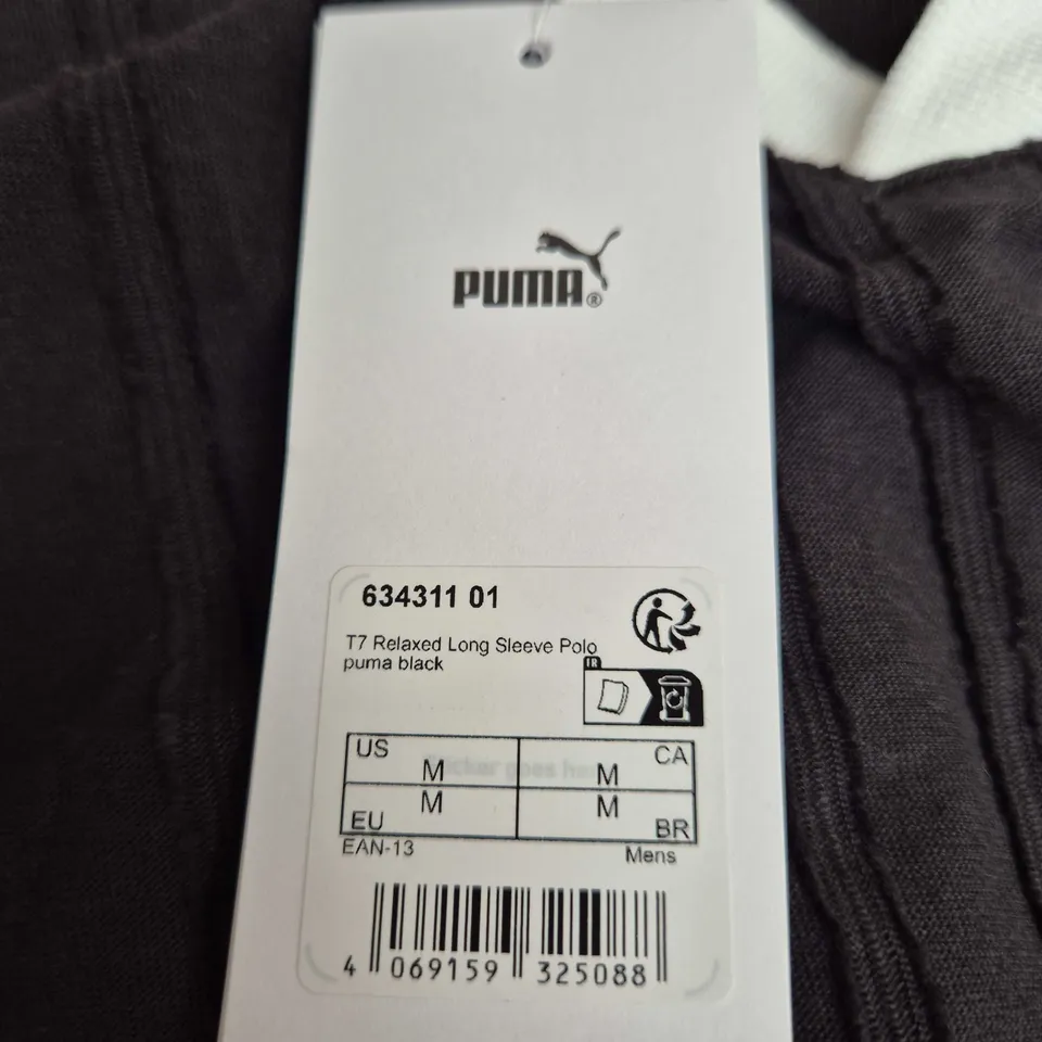 PUMA T7 RELAXED LONG SLEEVE POLO SHIRT – BLACK, UK M