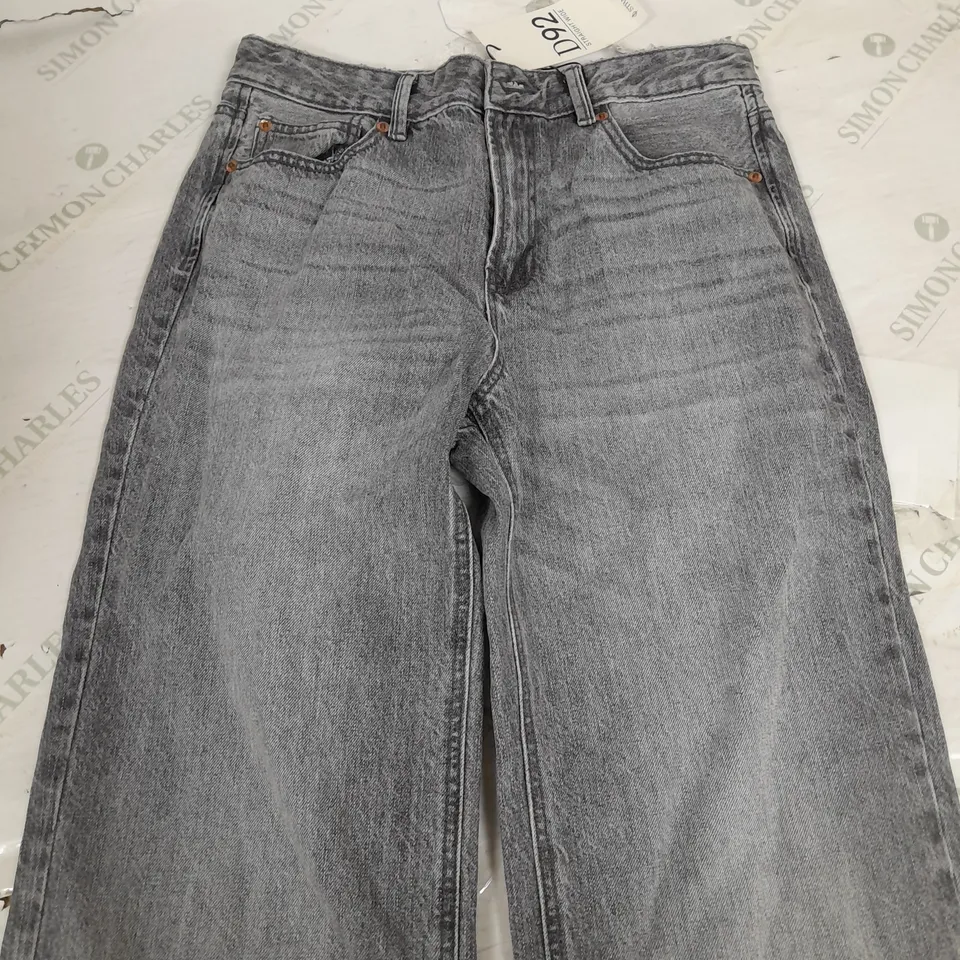 STRADIVARIUS STRAIGHT WIDE WASHED GREY - UK 12 