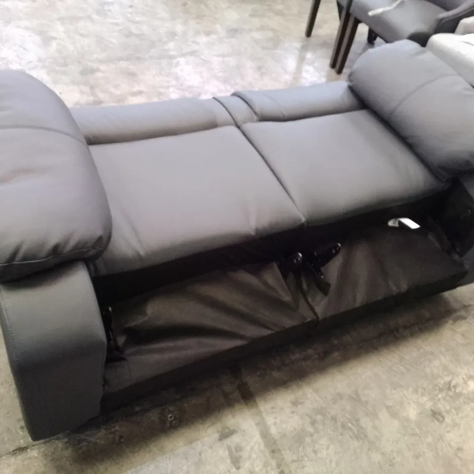 QUALITY DESIGNER VANCOUVER MANUAL RECLINING 2 SEATER SOFA - GREY LEATHER (NO BACKS)
