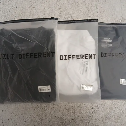 SET OF APPROXIMATELY 10 ASSORTED BUILT DIFFERENT T-SHIRTS/SHIRTS IN VARIOUS COLOURS AND SIZES