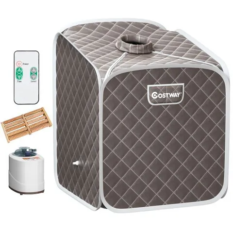 BOXED PORTABLE STEAM SAUNA SPA PRIVATE SAUNA TENT WITH ADJUSTABLE TEMPERATURE - GREY