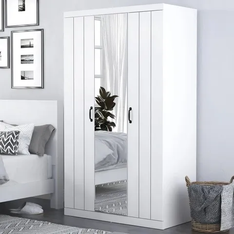 BOXED ALLINGTON 3 DOOR MANUFACTURED WOOD WARDROBE - WHITE (2 BOXES)