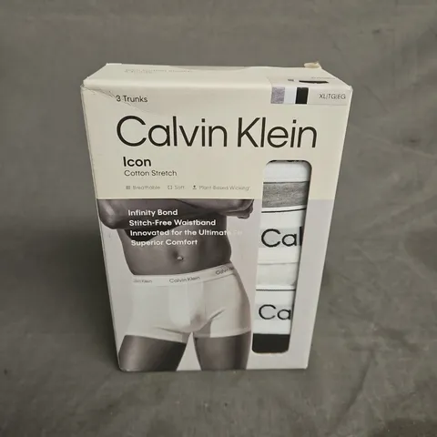BOXED CALVIN KLEIN ICON COTTON STRETCH TRUNKS – 3 PACK - XL