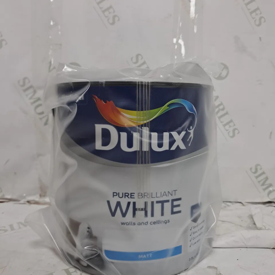 DULUX PURE BRILLIANT WHITE MATT EMULSION PAINT, 2.5L - COLLECTION ONLY 