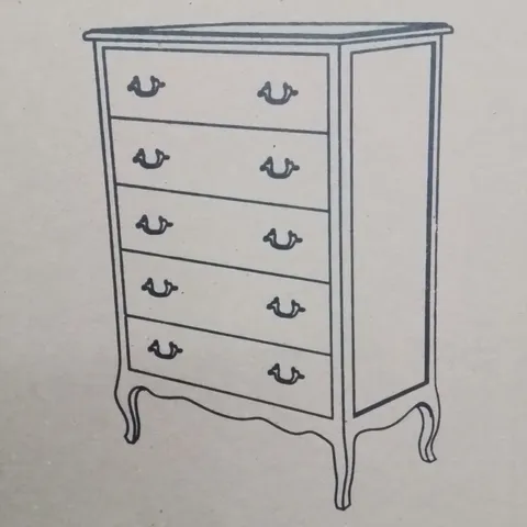 BRAND NEW HOMESDIRECT365 STYLISH ANTIQUE STYLE 5 DRAWER BEDROOM CHEST OF DRAWERS