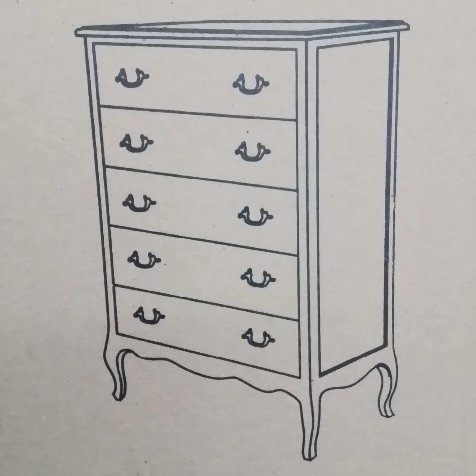 BRAND NEW HOMESDIRECT365 STYLISH ANTIQUE STYLE 5 DRAWER BEDROOM CHEST OF DRAWERS