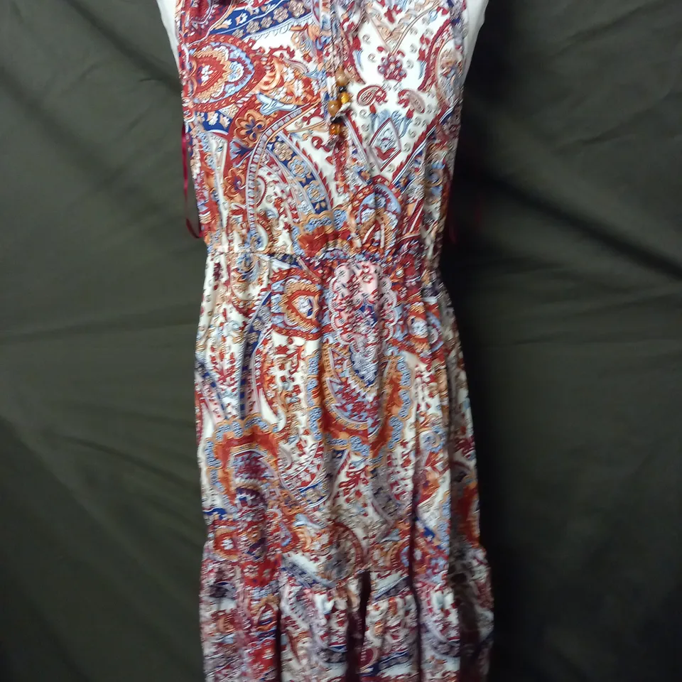 BLUE VANILLA CHANELLED NECK HALTER MIDI DRESS - UK 12