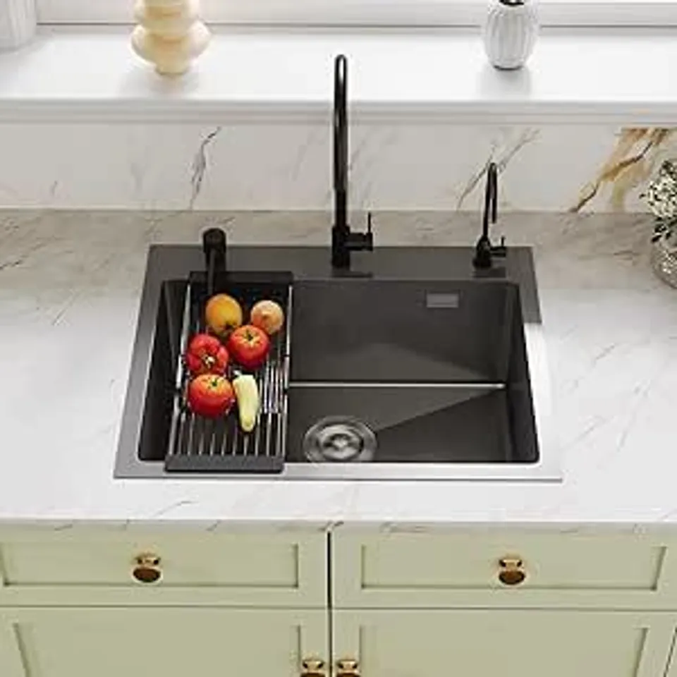 BOXED DEERVALLEY STAINLESS STEEL KITCHEN SINK - BLACK (1 BOX)