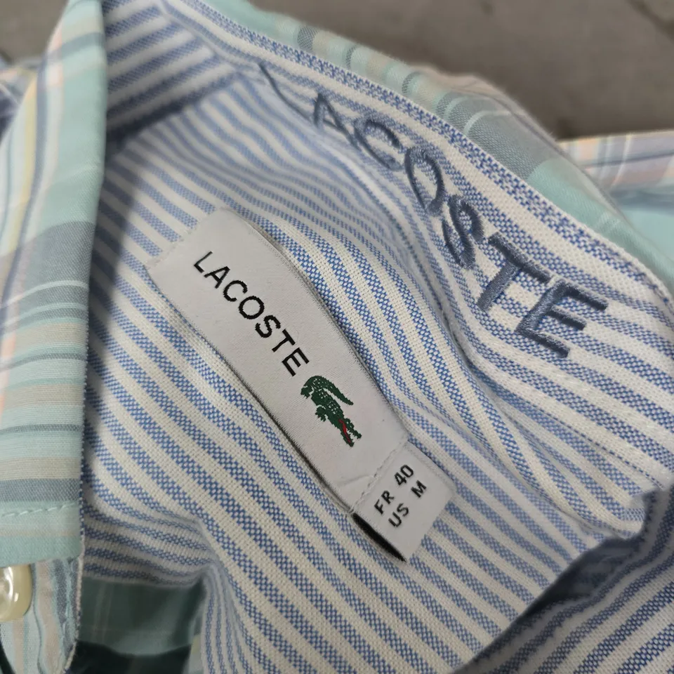LACOSTE MEN'S LIGHT BLUE PLAID SHIRT – M