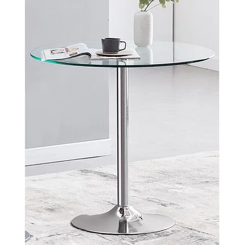 BOXED DANTE CLEAR GLASS DINING TABLE (3 BOXES)