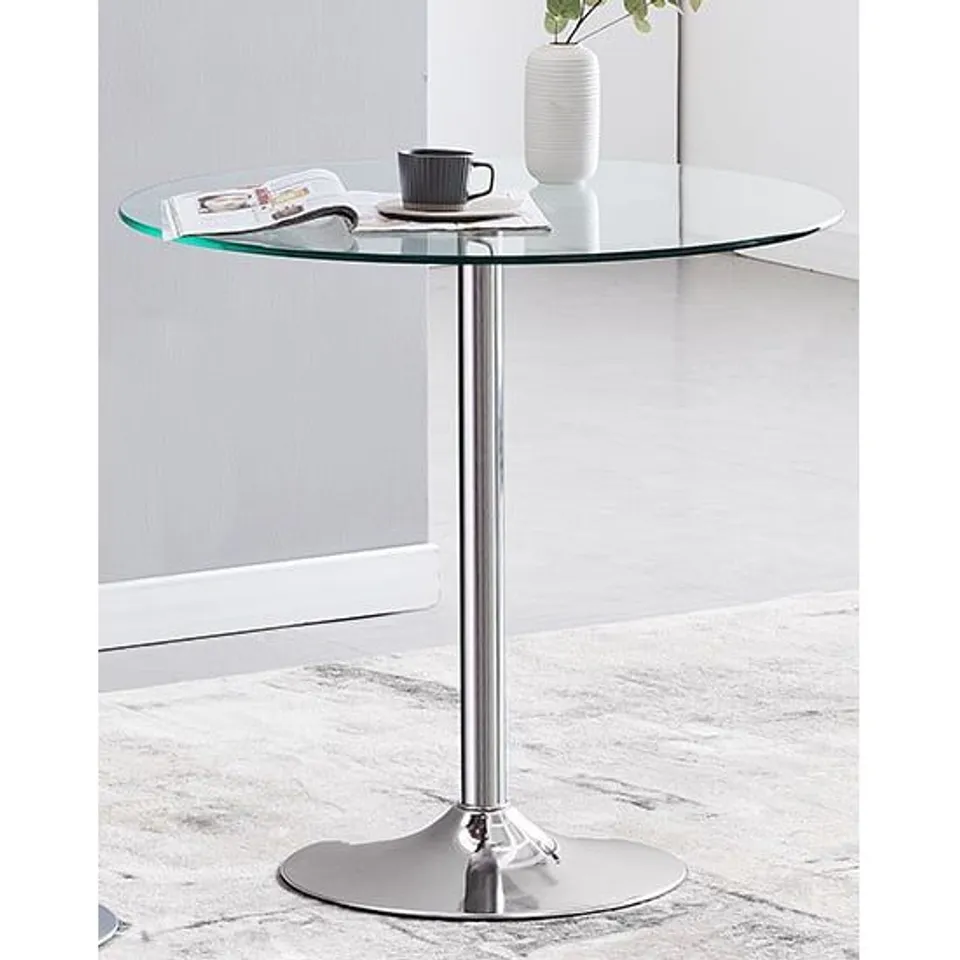 BOXED DANTE CLEAR GLASS DINING TABLE (3 BOXES)