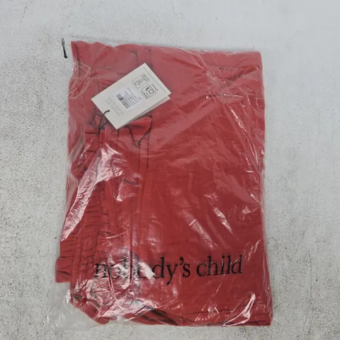 BAGGED NOBODY'S CHILD ORBIT CROPPED DOUBLE GAUZE TROUSERS IN RED SIZE UK 12