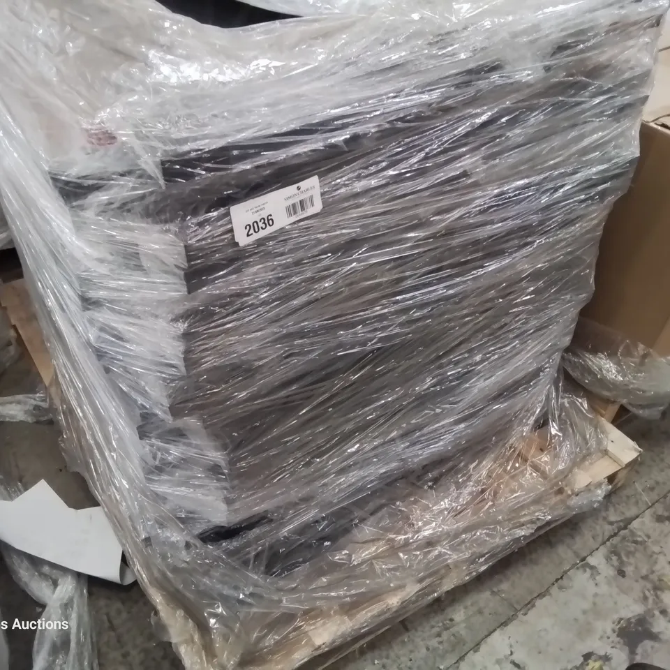 PALLET OF APPROXIMATELY 60 × 400mm BLACK METAL SHELVES