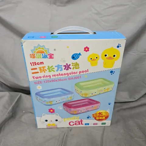 BOXED PRETTY CAT 120CM TWO-RING RECTANGULAR POOL 