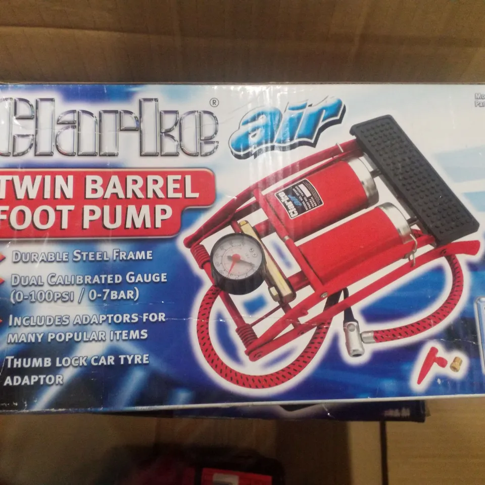 BOXED CLARKE FP200 TWIN BARREL FOOT PUMP