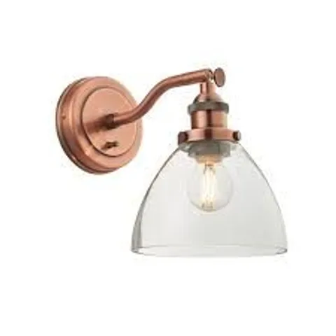 BOXED ENDON HANSEN 1 LIGHT WALL LIGHT CLEAR GLASS AGED COPPER