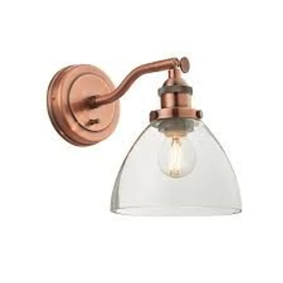 BOXED ENDON HANSEN 1 LIGHT WALL LIGHT CLEAR GLASS AGED COPPER