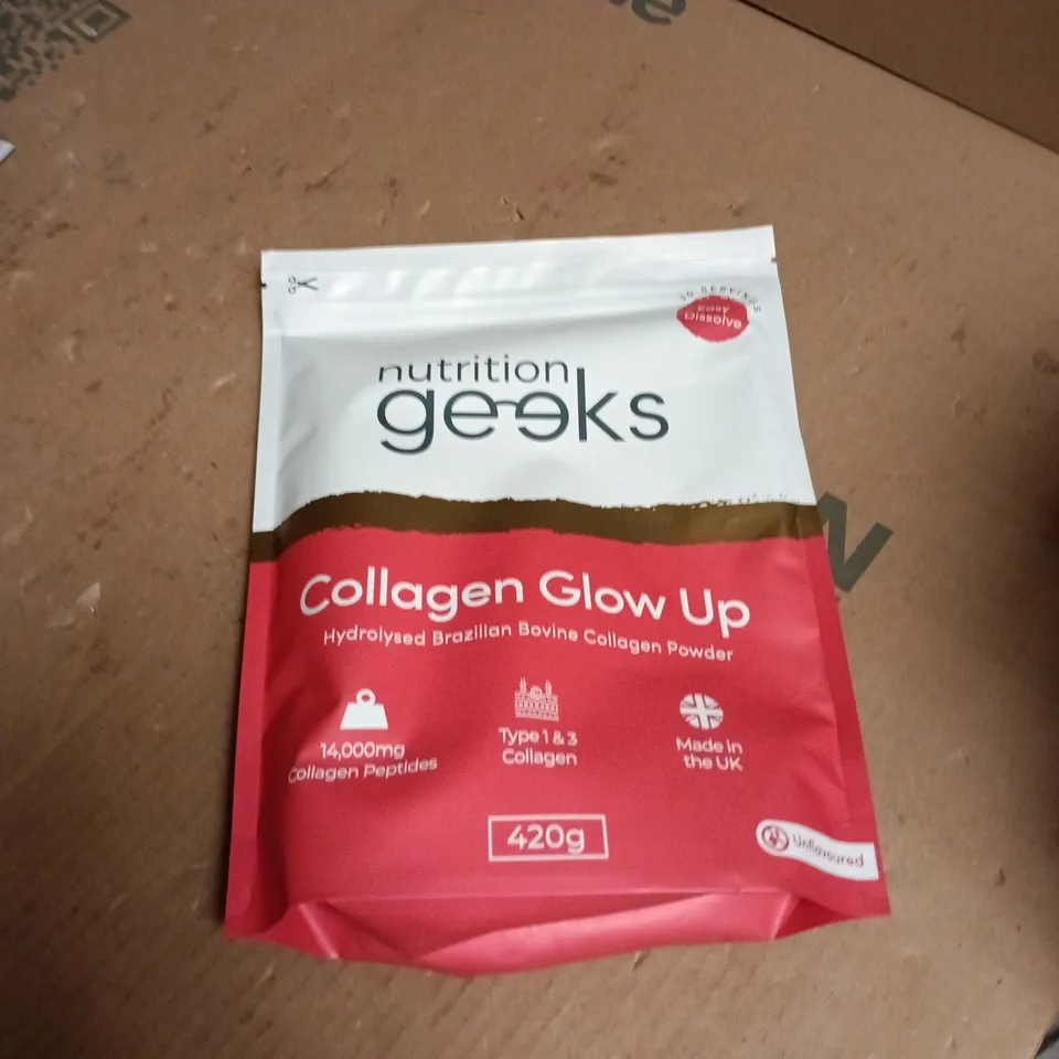 NUTRITION GEEKS COLLAGEN GLOW UP – HYDROLYSED BRAZILIAN COLLAGEN POWDER (420G) – UNFLAVOURED 