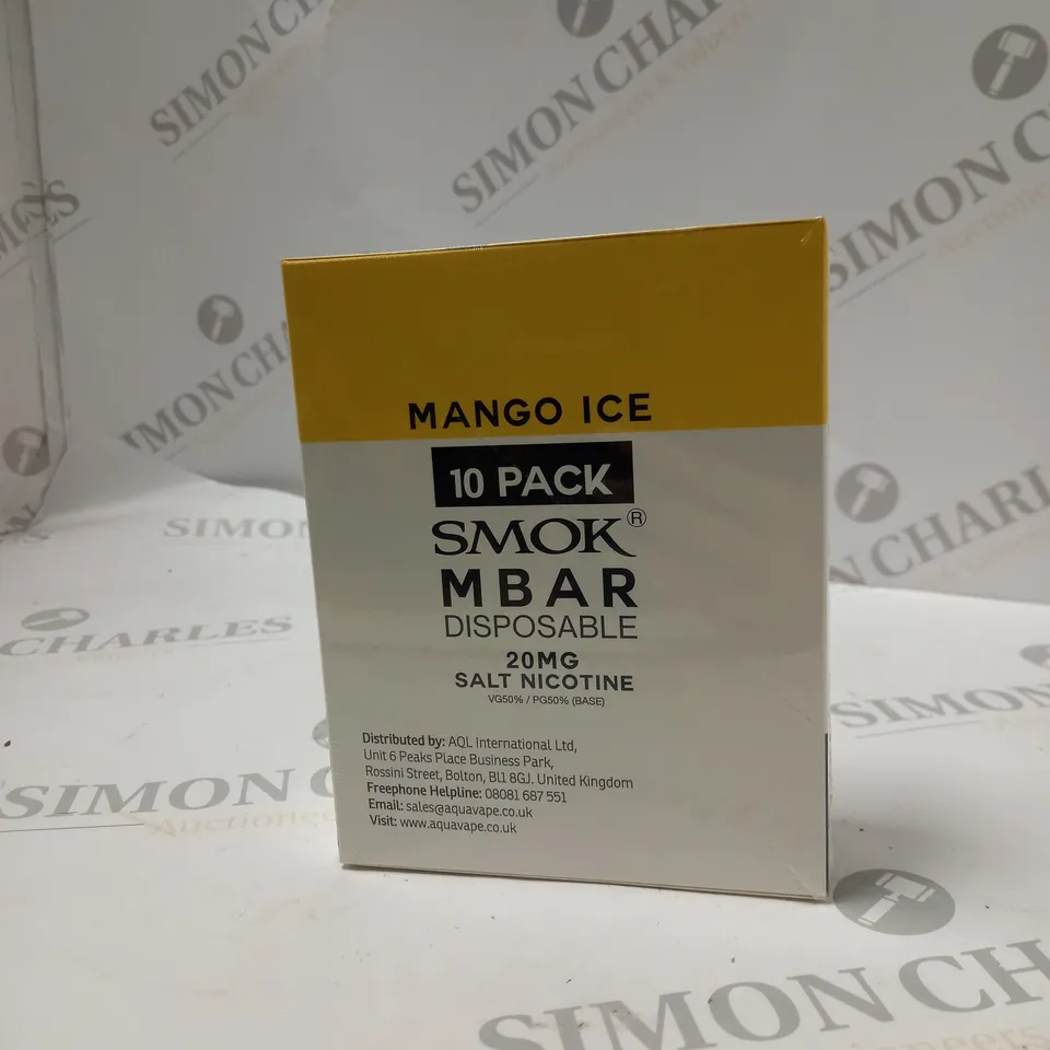 MANGO ICE 10 PACK SMOK MBAR DISPOSABLE 20MG SALT NICOTINE SEALED