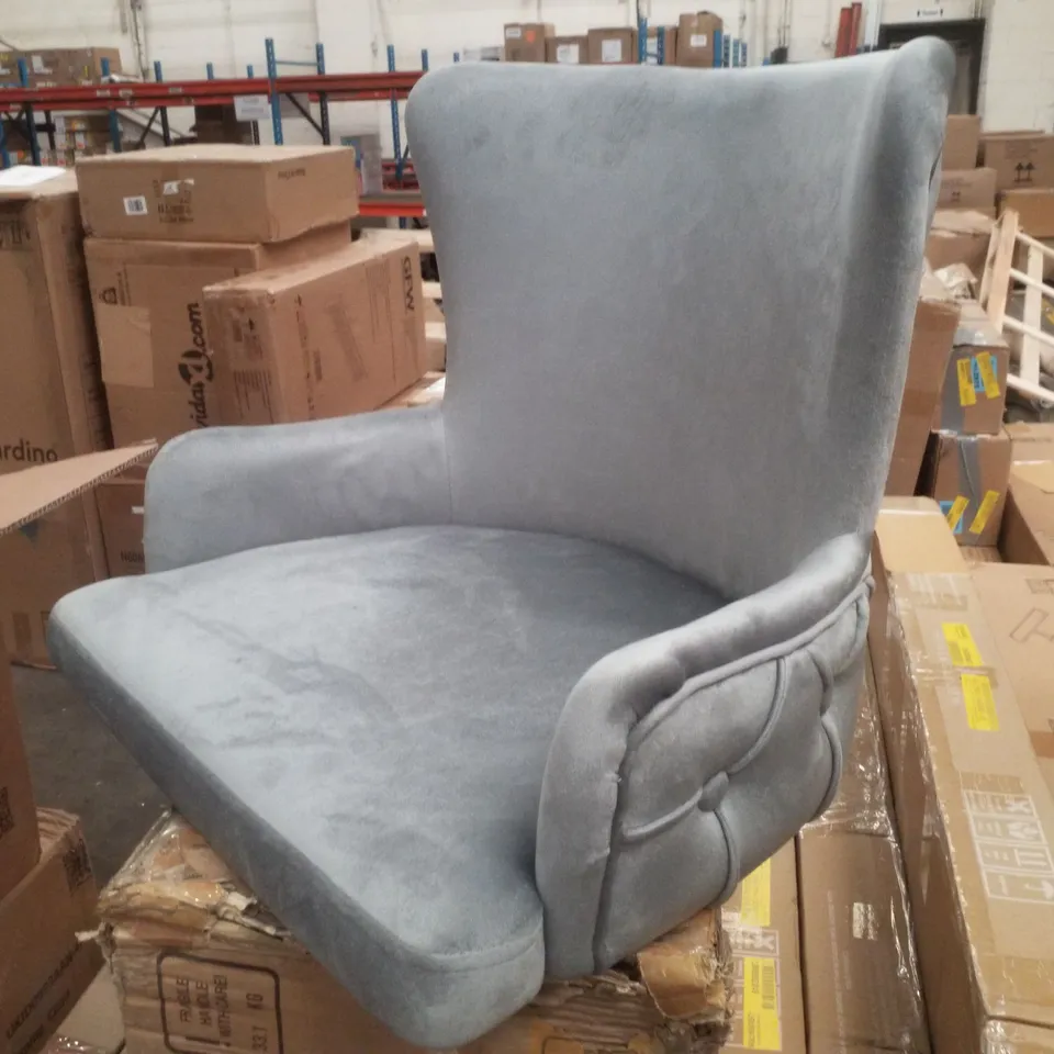 BOXED SET OF 2 VELVET LUXURIOUS GREY LOUNGE CHAIRS