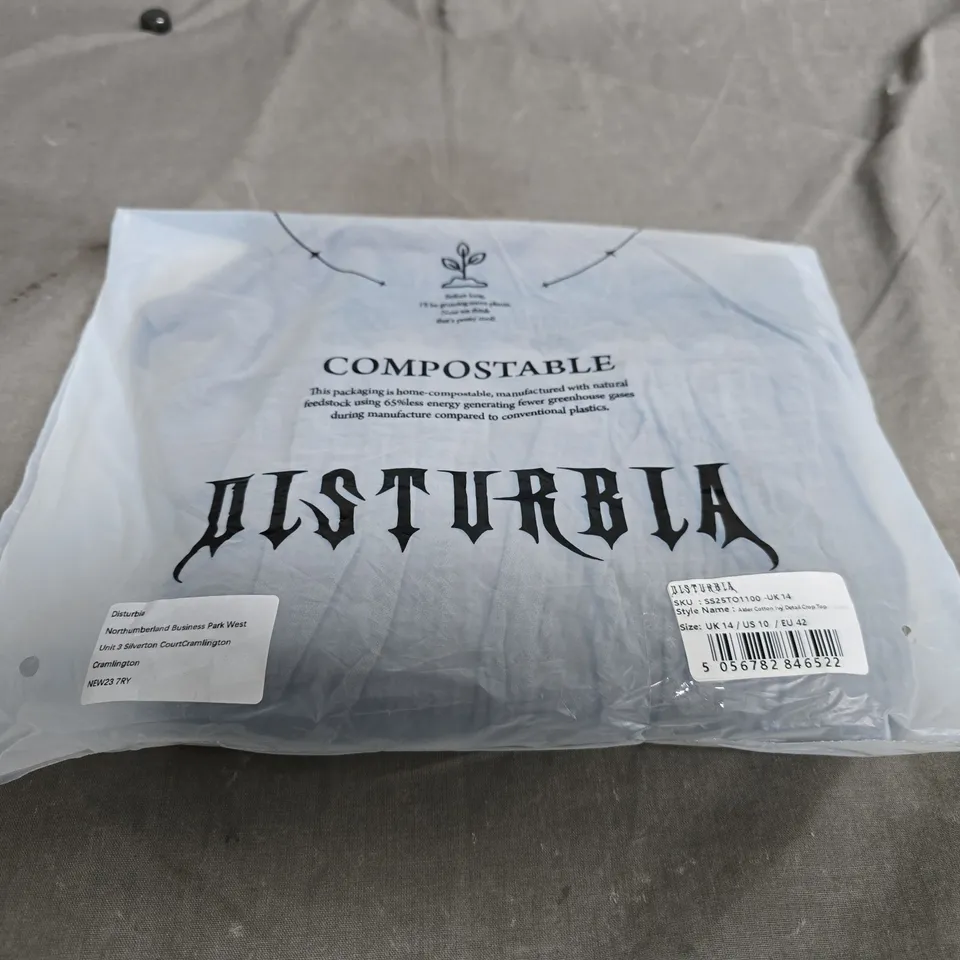 BAGGED DISTURBIA ALDER COTTON IVY DETAIL CROP TOP – UK 14