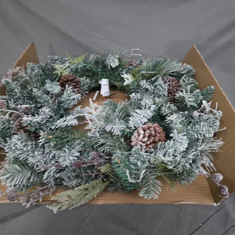 FROSTED CONE WREATH PRE LIT