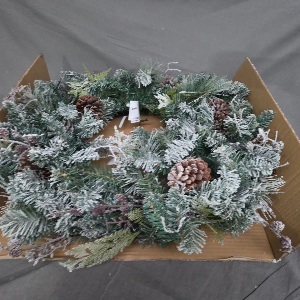 FROSTED CONE WREATH PRE LIT RRP £39.99