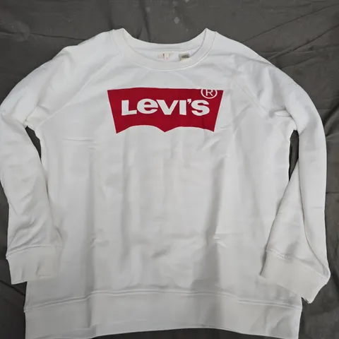 LEVI'S WHITE SWEATSHIRT WITH RED LOGO – SIZE L