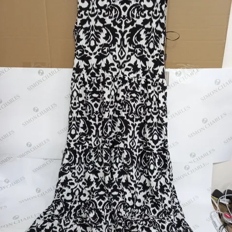 ROMAN BAROQUE PRINT MIDI DRESS IN BLACK/WHITE - SIZE 12