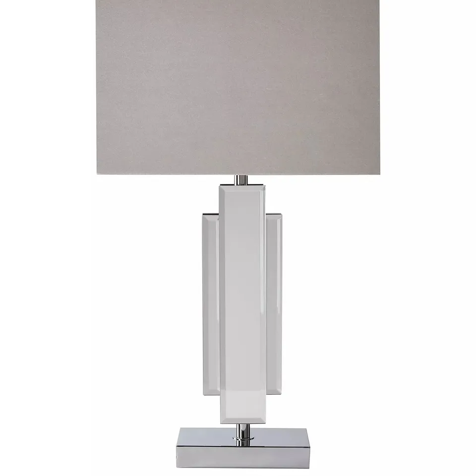 RENE MIRRORED GLASS TABLE LAMP & GREY SHADE RRP £45