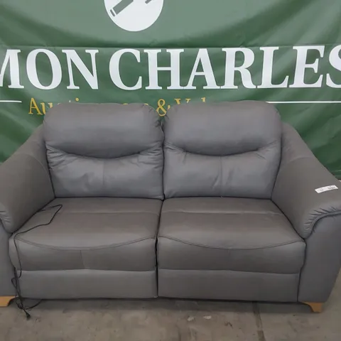 QUALITY BRITISH DESIGNER G PLAN JACKSON POWER RECLINING THREE SEATER SOFA CAPRI GREY LEATHER