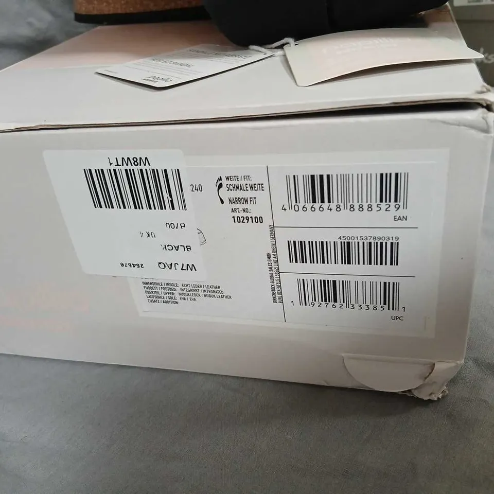 BIRKENSTOCK PAPILLIO BLACK SANDALS, CORK FOOTBED, EU 37 (UK 4–5)