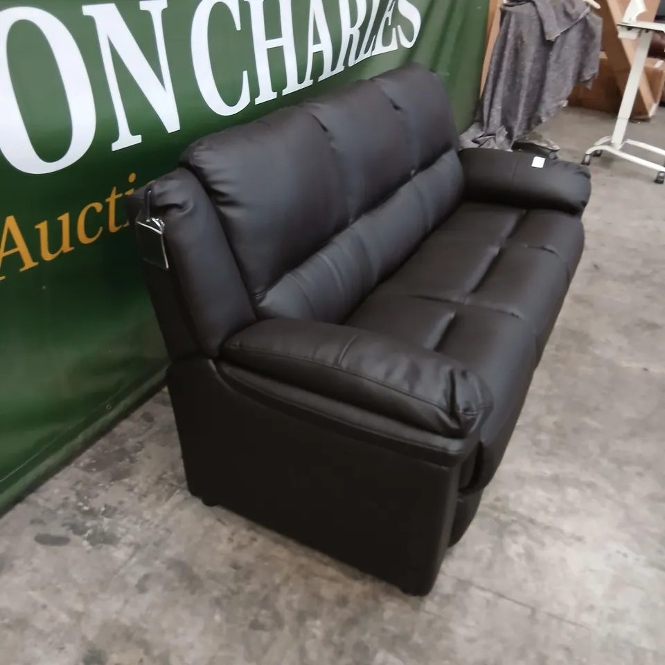 ALBION BLACK FAUX LEATHER 3-SEATER SOFA