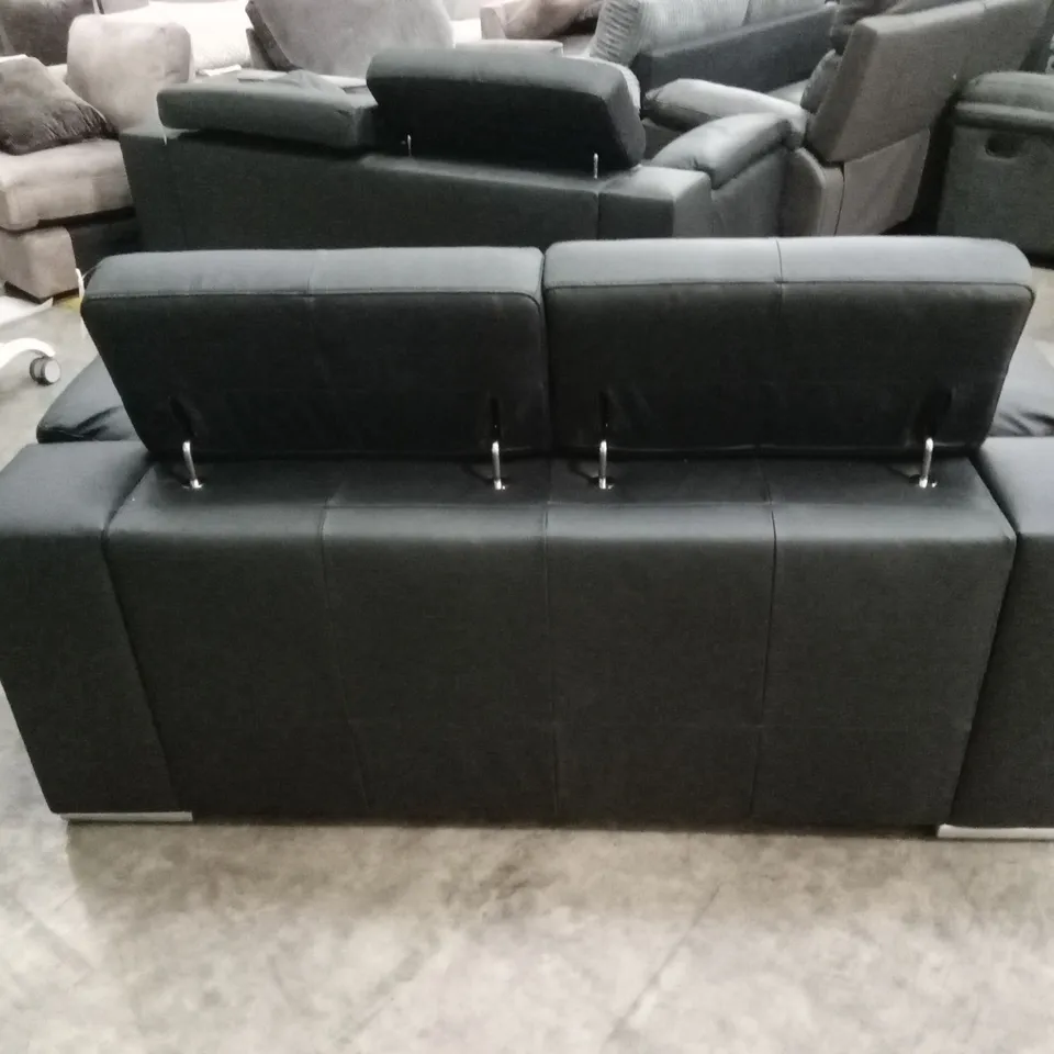 BRADY 100% PREMIUM LEATHER 2 SEATER SOFA - BLACK RRP £1099