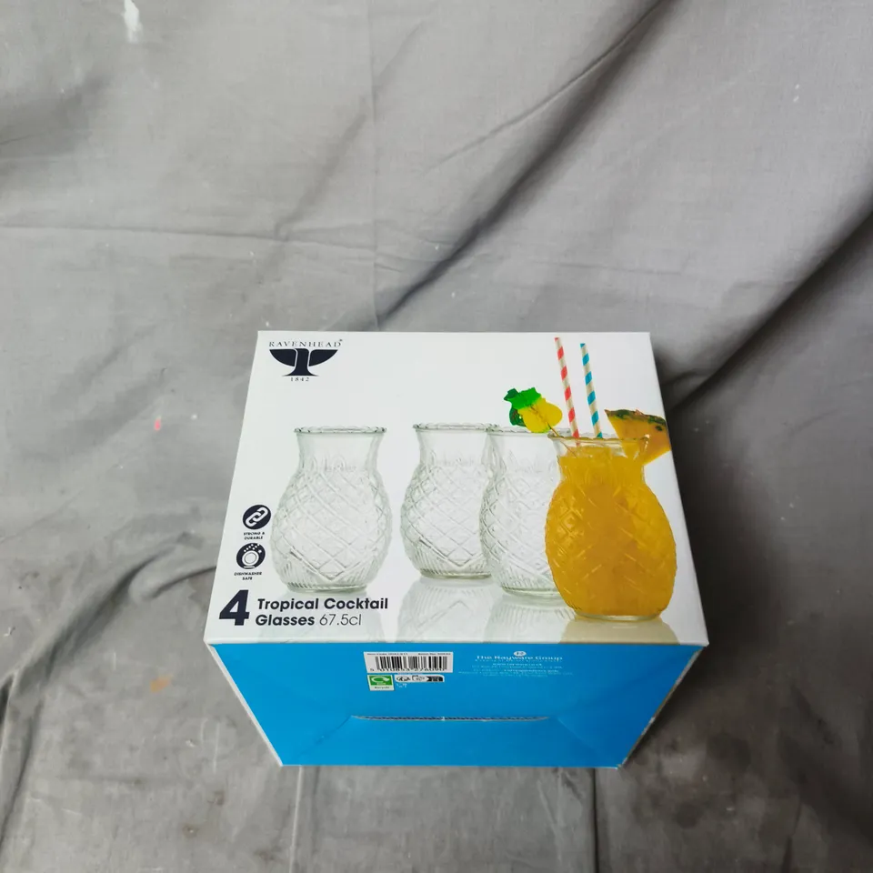 RAVENHEAD TROPICAL COCKTAIL GLASSES 4 × 67.5CL – BOXED