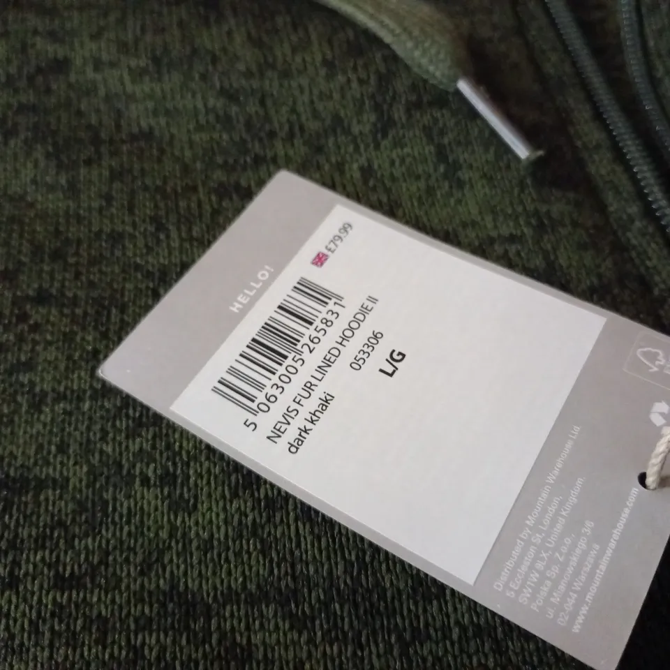 MOUNTAIN WAREHOUSE NEVIS FUR LINED HOODIE IN DARK KHAKI - L/G 