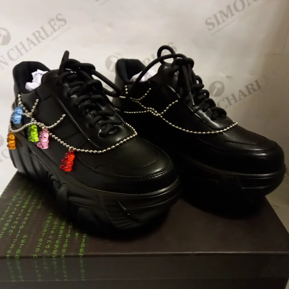 KOI VEGAN BLACK JINXYY GUMMY BEAR TRAINERS - SIZE 3