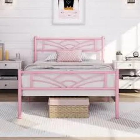 BOXED YAHEETECH MINIMALIST METAL BED FRAME - PINK // SIZE: 90 X 190cm (1 BOX)