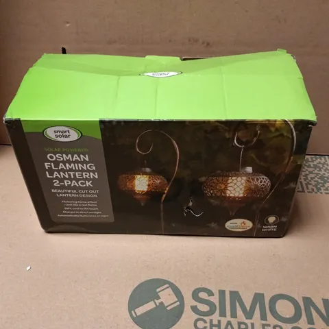 SMART SOLAR OSMAN FLAMING LANTERN 2-PACK - SOLAR POWERED GARDEN LANTERNS