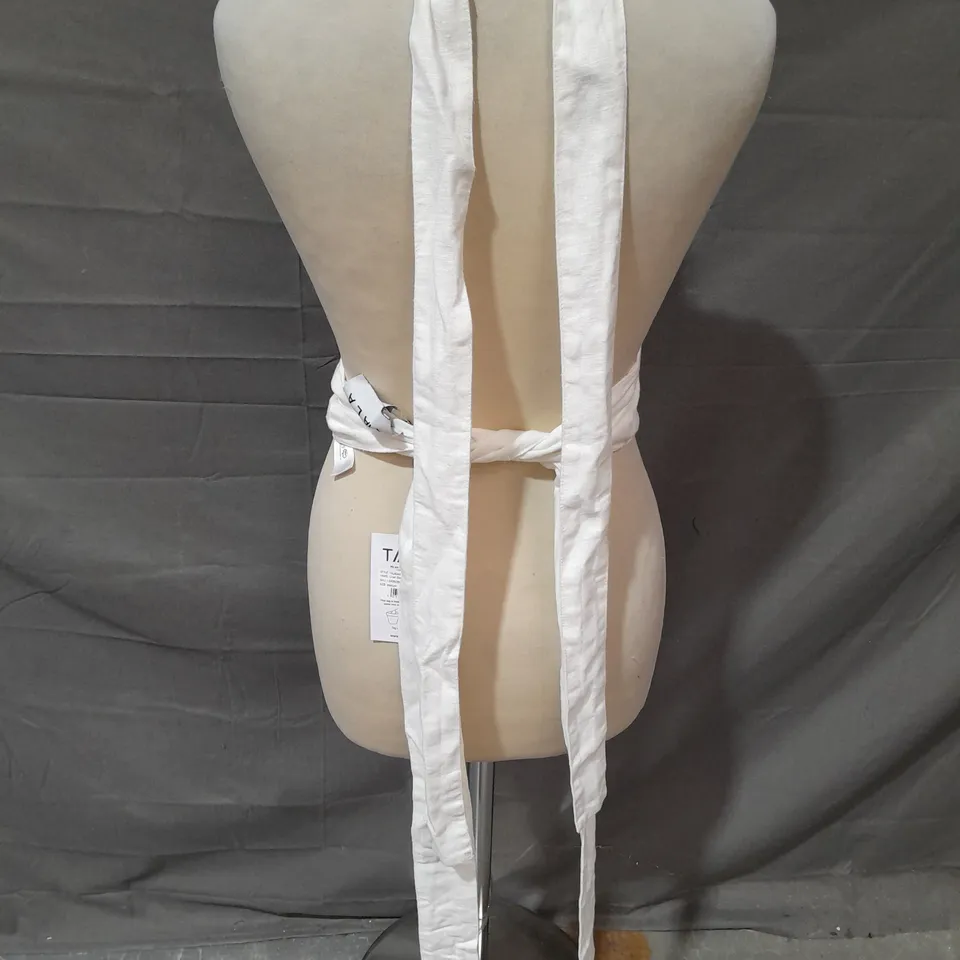 TALA LINEN BLEND MULTIWAY CROP TOP IN WHITE SIZE M
