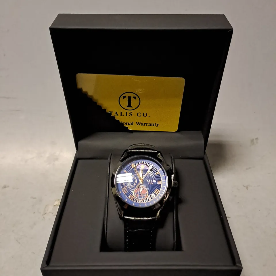 TALIS CO 7120 CHRONOGRAPH WATCH – MOON PHASE MOVEMENT – GENUINE LEATHER STRAP